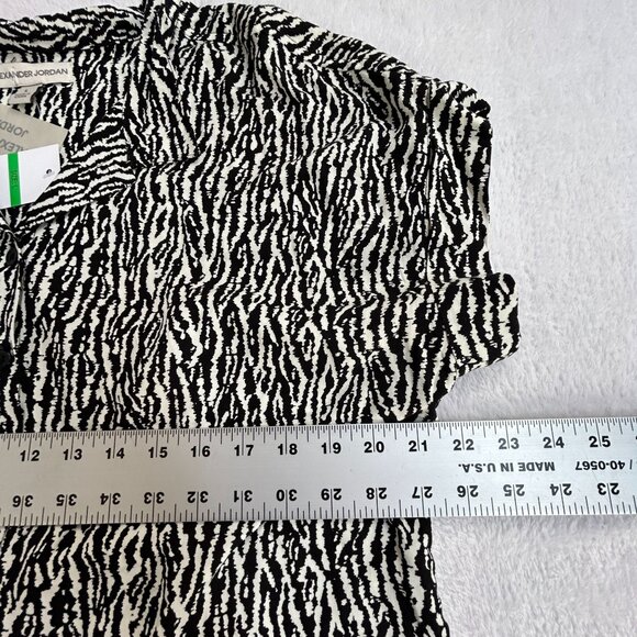 Alexander Jordan Womens Zebra Print Button-Up Shirt Large Rayon Black/White New - Picture 6 of 7